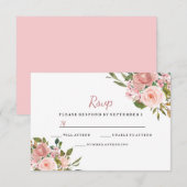 Roze en Roos Gold Floral Elegant Wedding RSVP (Voorkant / Achterkant)
