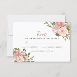 Roze en Roos Gold Floral Elegant Wedding RSVP