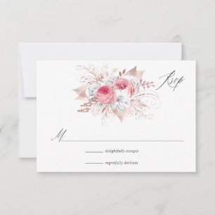 Roze en Roos Gold Floral en ace RSVP Kaartje
