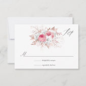 Roze en Roos Gold Floral en ace RSVP Kaartje (Voorkant)