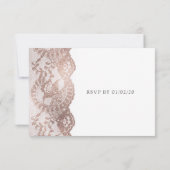 Roze en Roos Gold Floral en ace RSVP Kaartje (Achterkant)