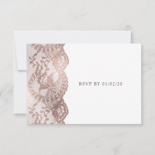 Roze en Roos Gold Floral en ace RSVP Kaartje (Achterkant)