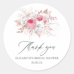 Roze en Roos Gold Floral Vrijgezellenfeest Ronde Sticker