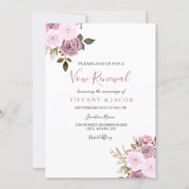 Roze en Roos Gold Flowers Wow Renewal Invite Kaart
