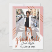 Roze en Roos Gold Foil Graduation Party Celebratio Kaart (Voorkant)