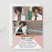 Roze en Roos Gold Foil Graduation Party Celebratio Kaart (Achterkant)