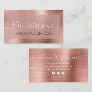 Roze en Roos Gold Foil Virtual Assistant Business  Visitekaartje