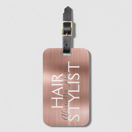 Roze en Roos Gold geborsteld metalen haarlijst Bagagelabel (Voorkant (verticaal))