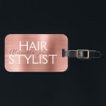Roze en Roos Gold geborsteld metalen haarlijst Bagagelabel<br><div class="desc">Roze en Roos Gold geborsteld Metal Hair Stylist Beauty Supplies Name Tag for a Salon. De naam en het beroep of het bedrijf kunnen worden veranderd om voor om het even welk type van zaken worden gebruikt. Neem contact op met de ontwerper voor extra overeenkomende objecten.</div>