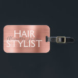 Roze en Roos Gold geborsteld metalen haarlijst Bagagelabel<br><div class="desc">Roze en Roos Gold geborsteld Metal Hair Stylist Beauty Supplies Name Tag for a Salon. De naam en het beroep of het bedrijf kunnen worden veranderd om voor om het even welk type van zaken worden gebruikt. Neem contact op met de ontwerper voor extra overeenkomende objecten.</div>