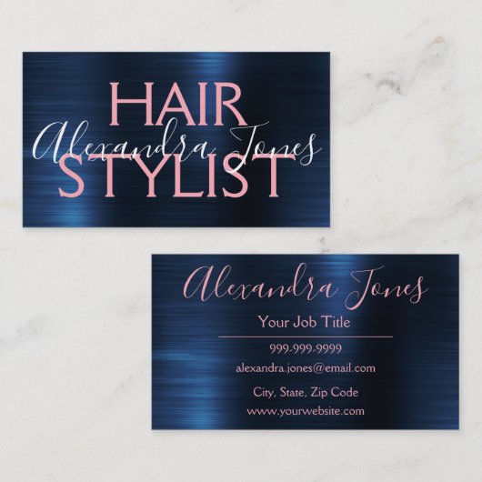 Roze en Roos Gold geborsteld metalen haarlijst Visitekaartje (Voorkant / Achterkant)