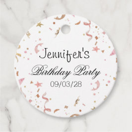 Roze en Roos Gold Glitter Confetti Bedankjes Labels