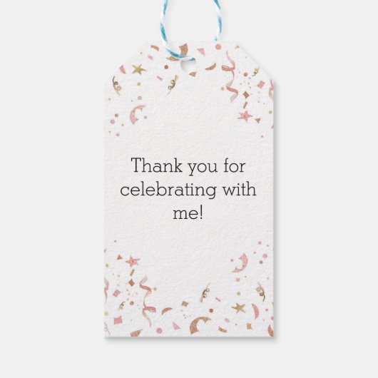 Roze en Roos Gold Glitter Confetti Cadeaulabel (Achterkant)