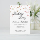 Roze en Roos Gold Glitter Confetti Invitation (Staand voorkant)