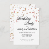Roze en Roos Gold Glitter Confetti Invitation (Voorkant / Achterkant)