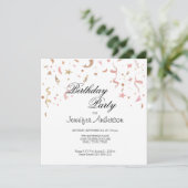 Roze en Roos Gold Glitter Confetti Invitation (Staand voorkant)