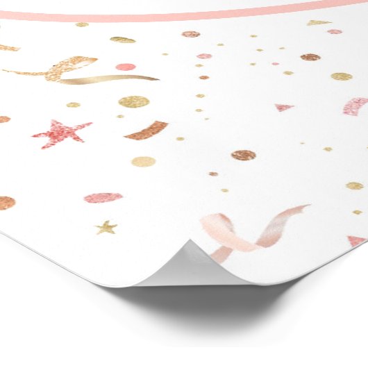Roze en Roos Gold Glitter Confetti Poster (Hoek)
