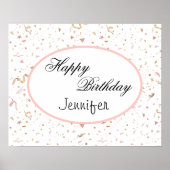 Roze en Roos Gold Glitter Confetti Poster (Voorkant)