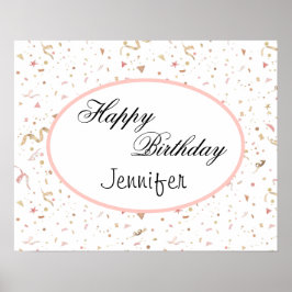 Roze en Roos Gold Glitter Confetti Poster