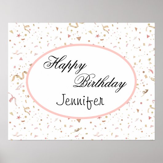 Roze en Roos Gold Glitter Confetti Poster (Voorkant)