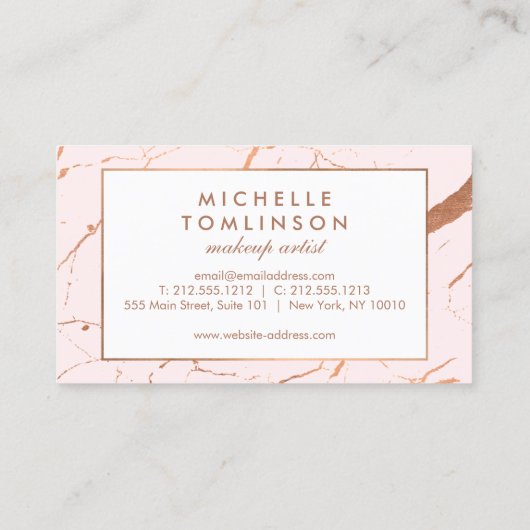 Roze en Roos Gold Marble Designer Visitekaartje (Achterkant)