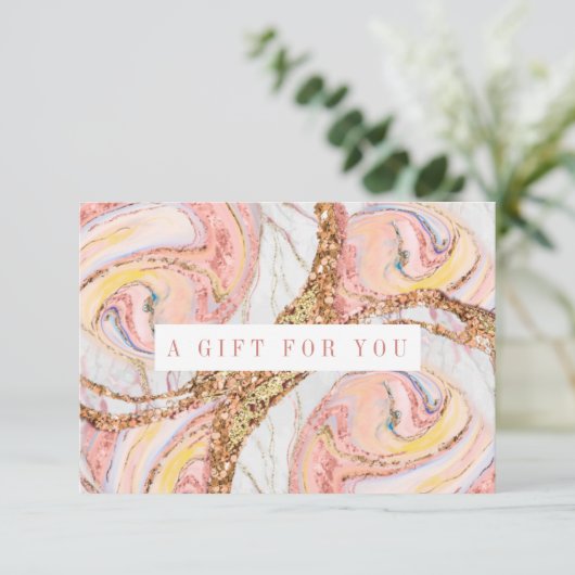 Roze en Roos Gold Marble Gift Certificate (Staand voorkant)