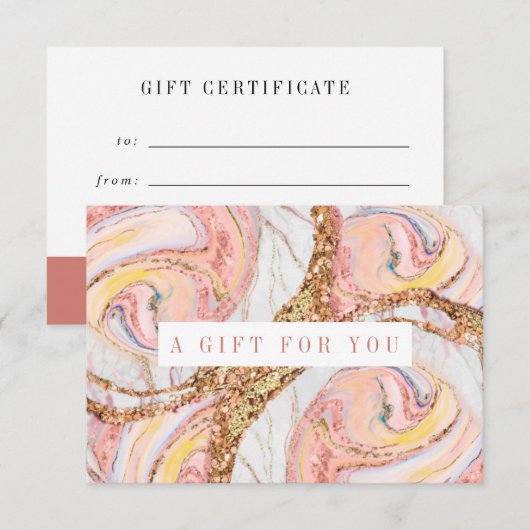 Roze en Roos Gold Marble Gift Certificate (Voorkant / Achterkant)