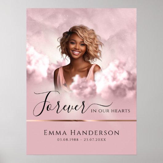 Roze en Roos Gold Memorial Begrafenis welkomstbord Poster (Voorkant)