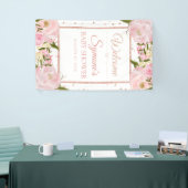 Roze en Roos Gold Peony Custom Baby shower Banner (Beurs)