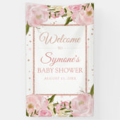 Roze en Roos Gold Peony Custom Baby shower Banner (Verticaal)