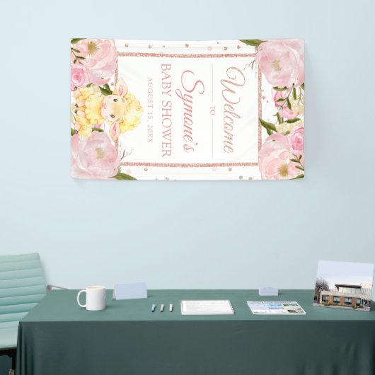 Roze en Roos Gold Sheep - Aangepaste Baby shower b Spandoek (Beurs)