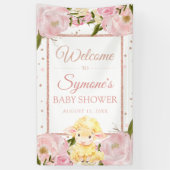 Roze en Roos Gold Sheep - Aangepaste Baby shower b Spandoek (Verticaal)