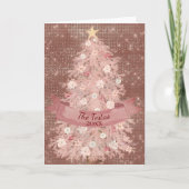 Roze en Roos Gold Waterverf kerstboom Feestdagen Kaart (Voorkant)