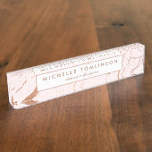 Roze en Roos Goud Marmer Designer Naamplaat Naambordje (Zijkant)