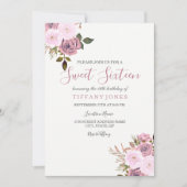 Roze en Roos goudbloemen - Zachte zestien uitgenod Kaart (Voorkant)