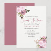 Roze en Roos goudbloemen - Zachte zestien uitgenod Kaart (Voorkant / Achterkant)