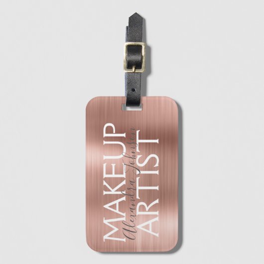 Roze en Roos goudborsgeborsteld metalen reuzenmake Bagagelabel (Voorkant (verticaal))