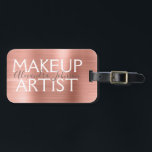 Roze en Roos goudborsgeborsteld metalen reuzenmake Bagagelabel<br><div class="desc">Roze en Roos goudpenseel met metalen kiep artistieke schoonheid Voorziet een naamplaatje voor een salon. De naam en het beroep of het bedrijf kunnen worden veranderd om voor om het even welk type van zaken worden gebruikt. Neem contact op met de ontwerper voor extra overeenkomende objecten.</div>