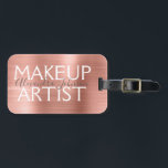 Roze en Roos goudborsgeborsteld metalen reuzenmake Bagagelabel<br><div class="desc">Roze en Roos goudpenseel met metalen kiep artistieke schoonheid Voorziet een naamplaatje voor een salon. De naam en het beroep of het bedrijf kunnen worden veranderd om voor om het even welk type van zaken worden gebruikt. Neem contact op met de ontwerper voor extra overeenkomende objecten.</div>