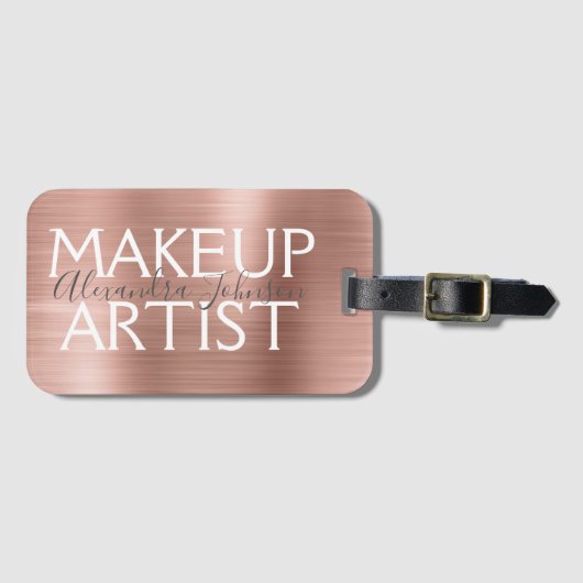 Roze en Roos goudborsgeborsteld metalen reuzenmake Bagagelabel (Voorkant (horizontaal))