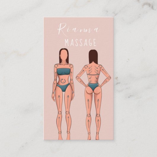 Roze en Roos goudborst massagetherapeut B Visitekaartje (Voorkant)