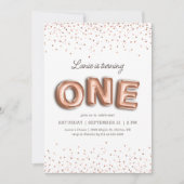 Roze en Roos Gouden Ballon Glitter 1e Verjaardag Kaart (Voorkant)