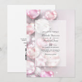 Roze en Roos gouden ballonnen QR-code RSVP Weddens Kaart (Voorkant / Achterkant)