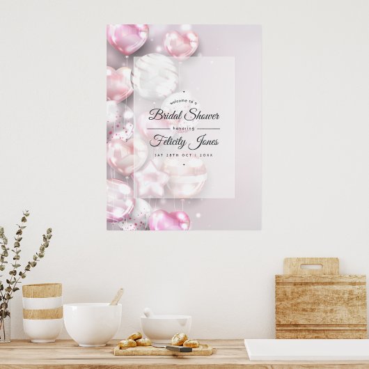 Roze en Roos gouden ballonnen Vrijgezellenfeest We Poster (Keuken)