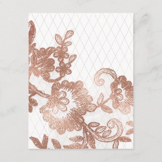 Roze en Roos Gouden Bloemen en Kant Gastengegevens Informatiekaartje (Achterkant)