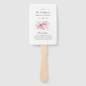 Roze en Roos Gouden Bloemen en Kant Trouwprogramma Handwaaier (Voorkant)