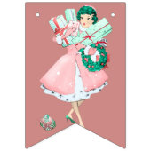  roze en Roos gouden kerstgebanner Vlaggetjes (Tweede vlag)