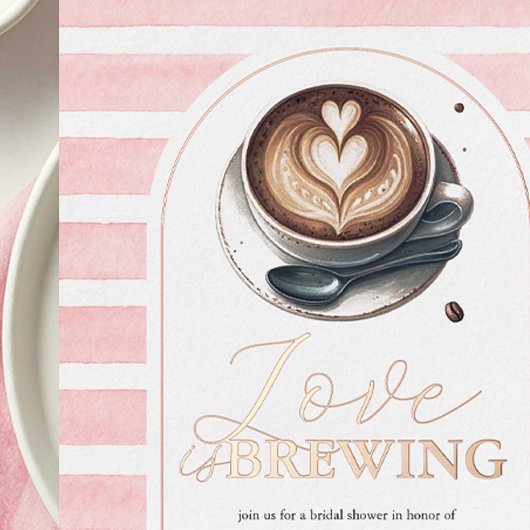 Roze en Roos Gouden Koffie Vrijgezellenfeest Thema Folie Uitnodiging