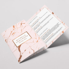 Roze en Roos Gouden Marmeren Salon Brochure Drieluik Kaart
