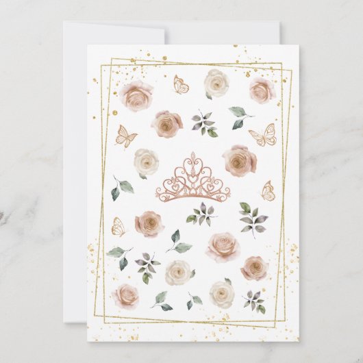 Roze en Roos gouden Quinceañera Kaart (Achterkant)